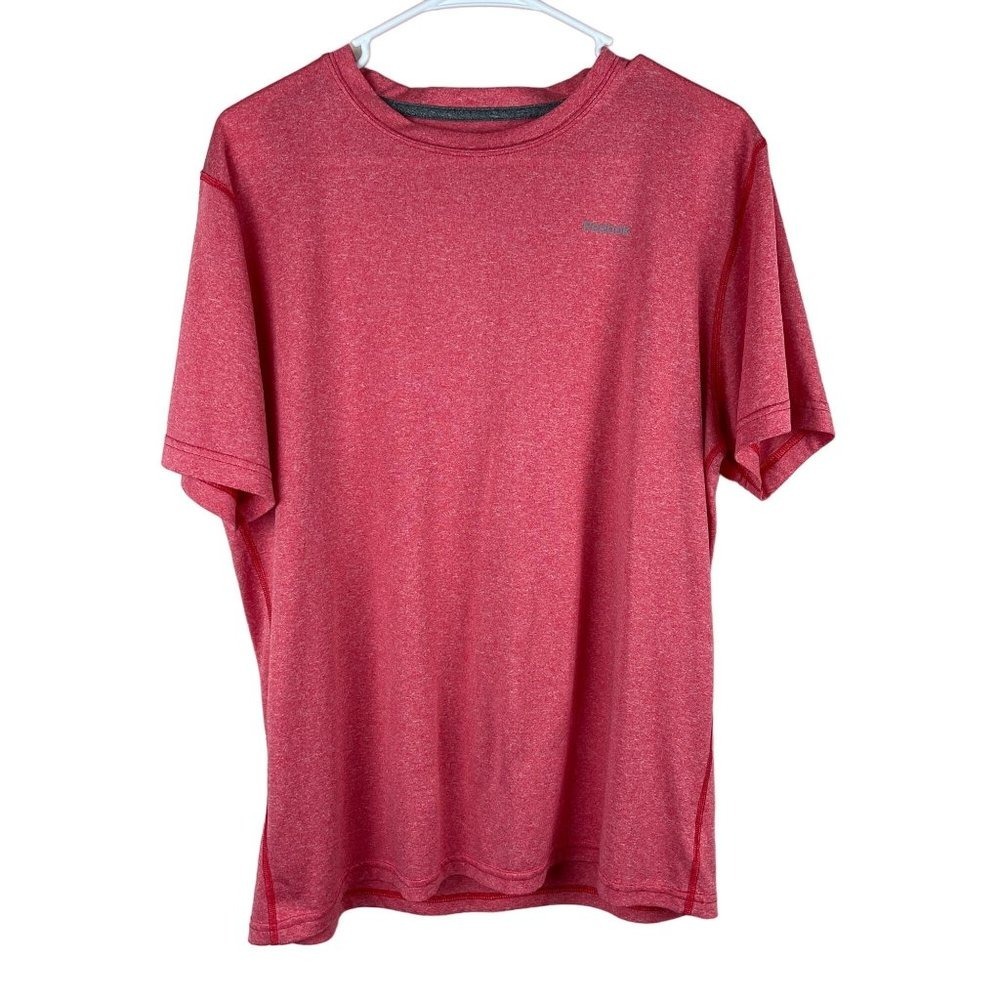 Reebok Mens Performance T Shirt Size M Medium Red Heather Active Reflective Logo